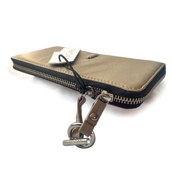 THACKER Camila Single Zip Around Large Wallet Taupe/Beige/Silver - Picture 7 of 10